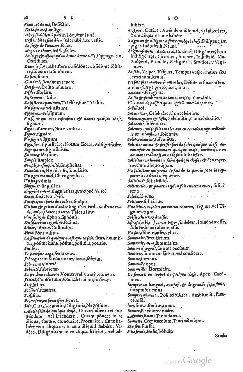 1585 - Simphorianum Beraud et Stephanum Michaëlem - Trésor des mots et traits français - Barcelone