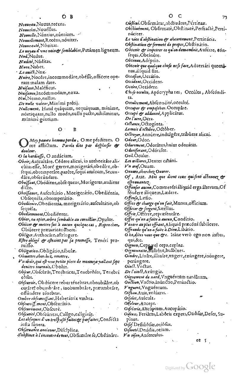 1585 - Simphorianum Beraud et Stephanum Michaëlem - Trésor des mots et traits français - Barcelone