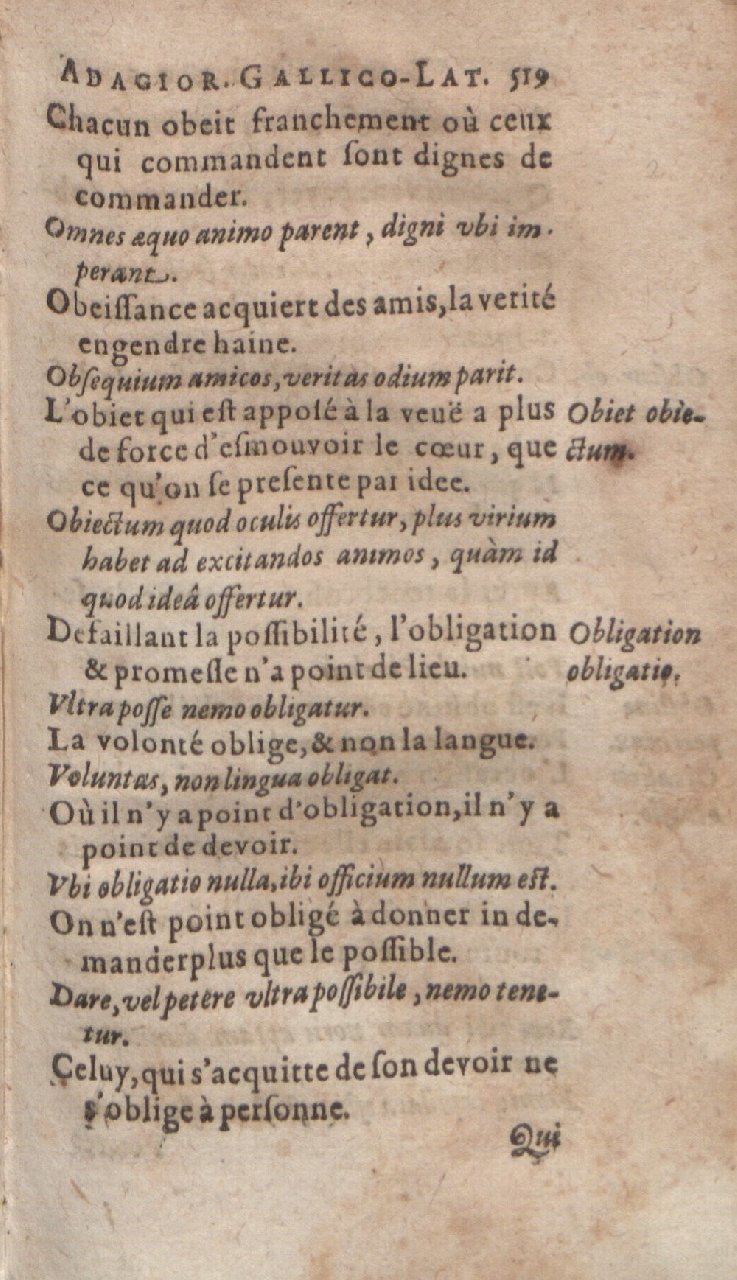 1612 - Dominicus Custos - Trésor des proverbes français  - Bibliopol-Olomuc