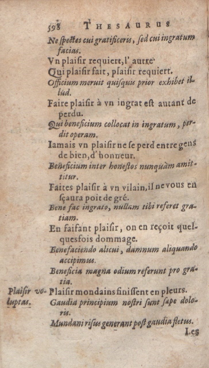 1612 - Dominicus Custos - Trésor des proverbes français  - Bibliopol-Olomuc