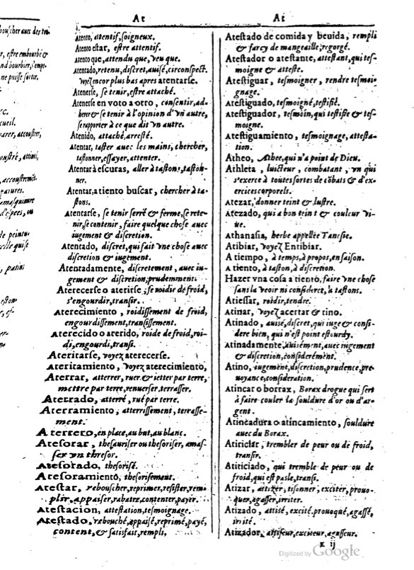 1616 - Veuve Marc Orry - Trésor des deux langues espagnole et française (Première et Seconde parties) - BM Lyon