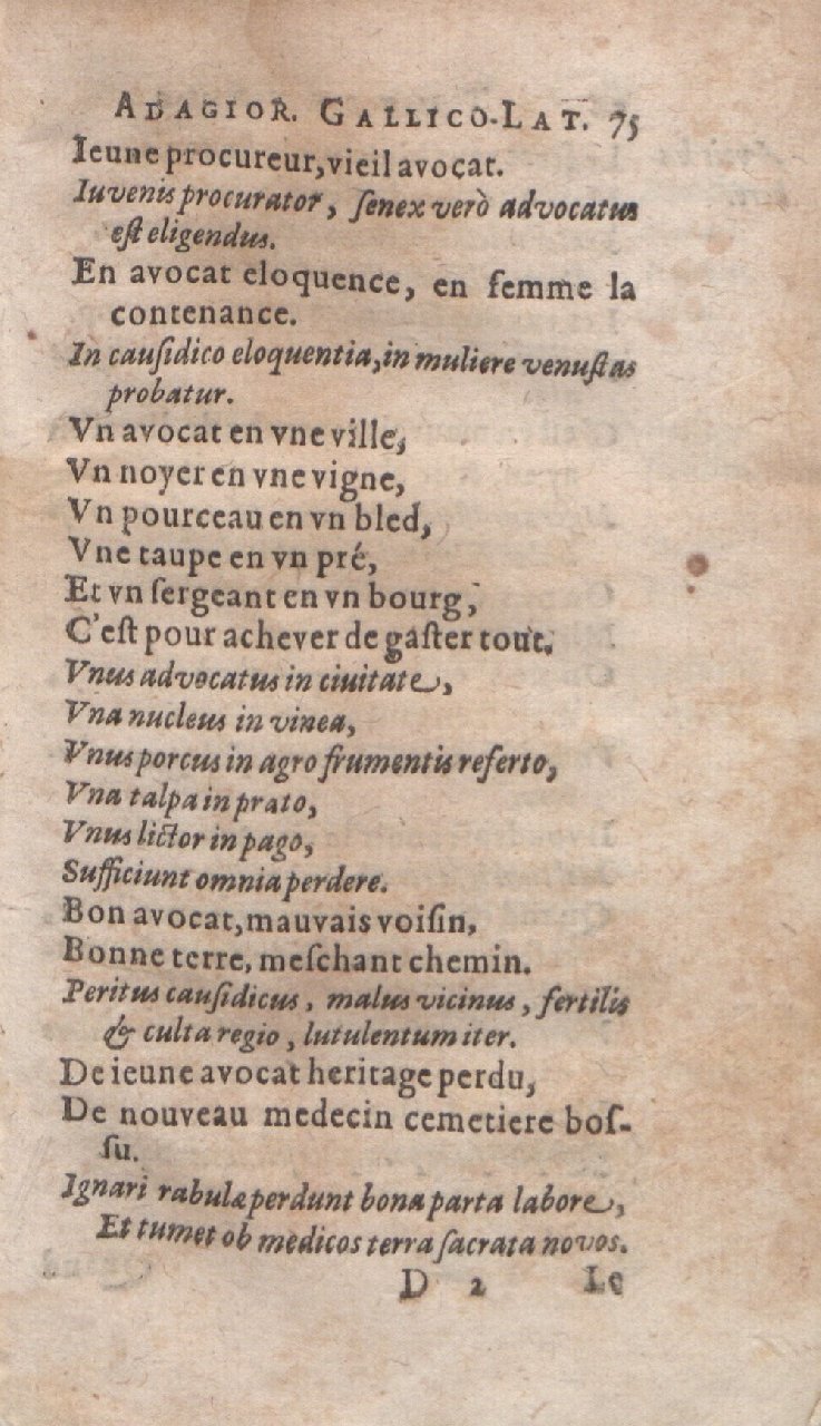 1612 - Dominicus Custos - Trésor des proverbes français  - Bibliopol-Olomuc