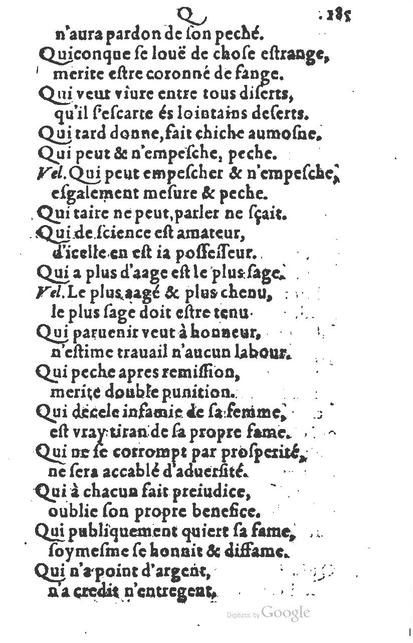 1581 - Nicolas Bonfons  - Trésor des sentences dorées - Princeton