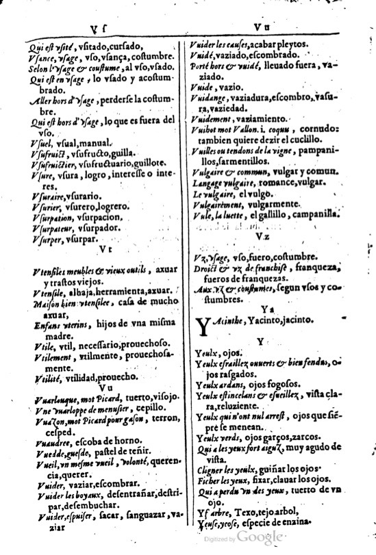 1616 - Veuve Marc Orry - Trésor des deux langues espagnole et française (Première et Seconde parties) - BM Lyon