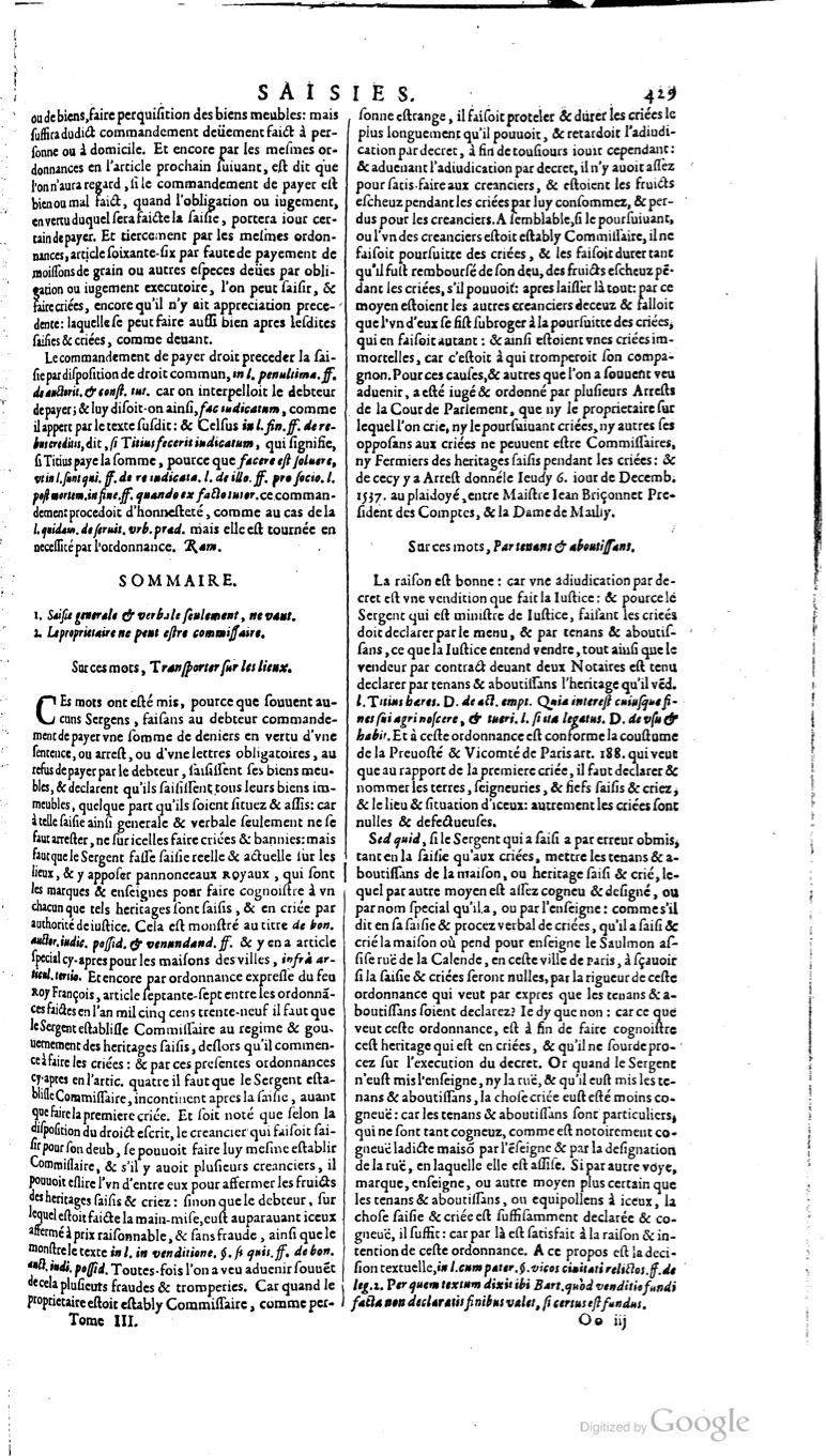 1629 - Veuve Nicolas Buon - Trésor du droit français (21754 T. 3) - BM Lyon