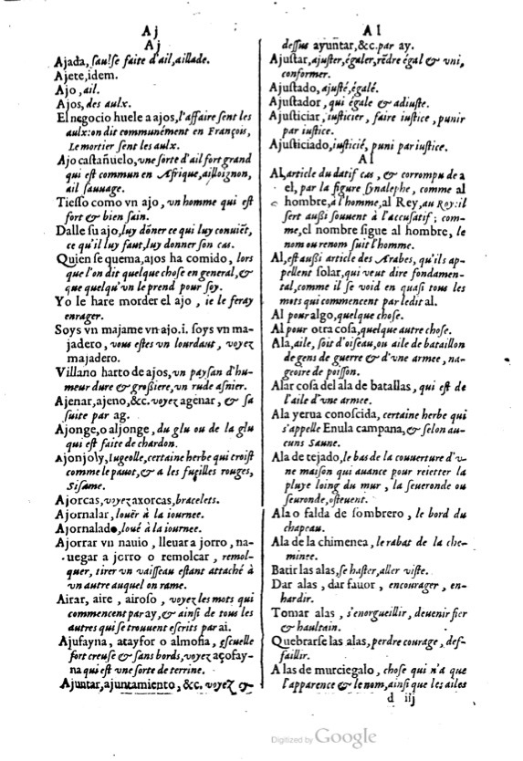 1621 - Adrian Tiffaine - Trésor des deux langues espagnole et française - BM Lyon