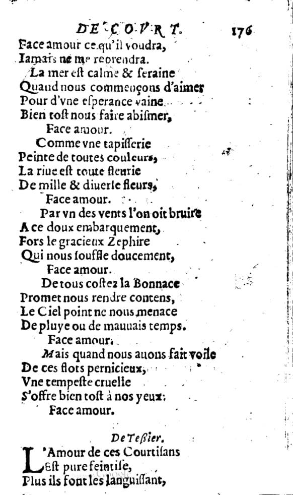 1606 - Théodore Reinsart - Trésor des chansons amoureuses recueillies des plus excellents airs de cour - Livre I - NK ČR Prague