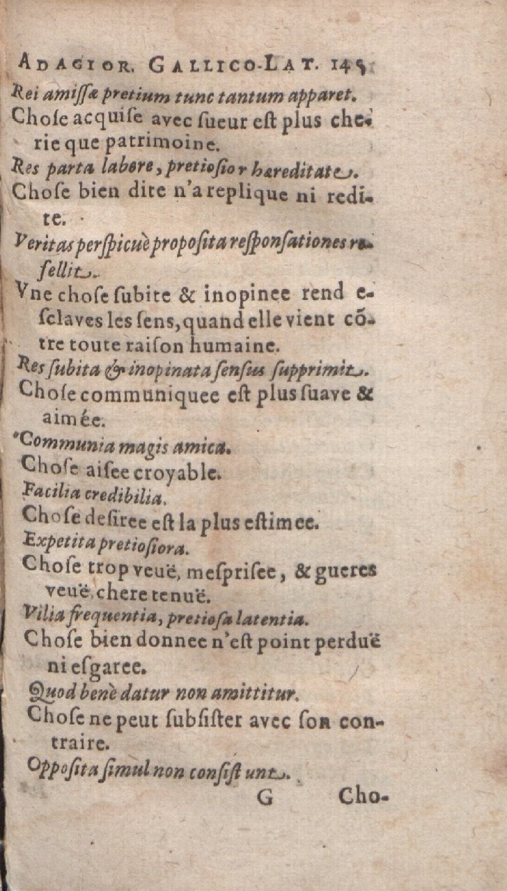 1612 - Dominicus Custos - Trésor des proverbes français  - Bibliopol-Olomuc