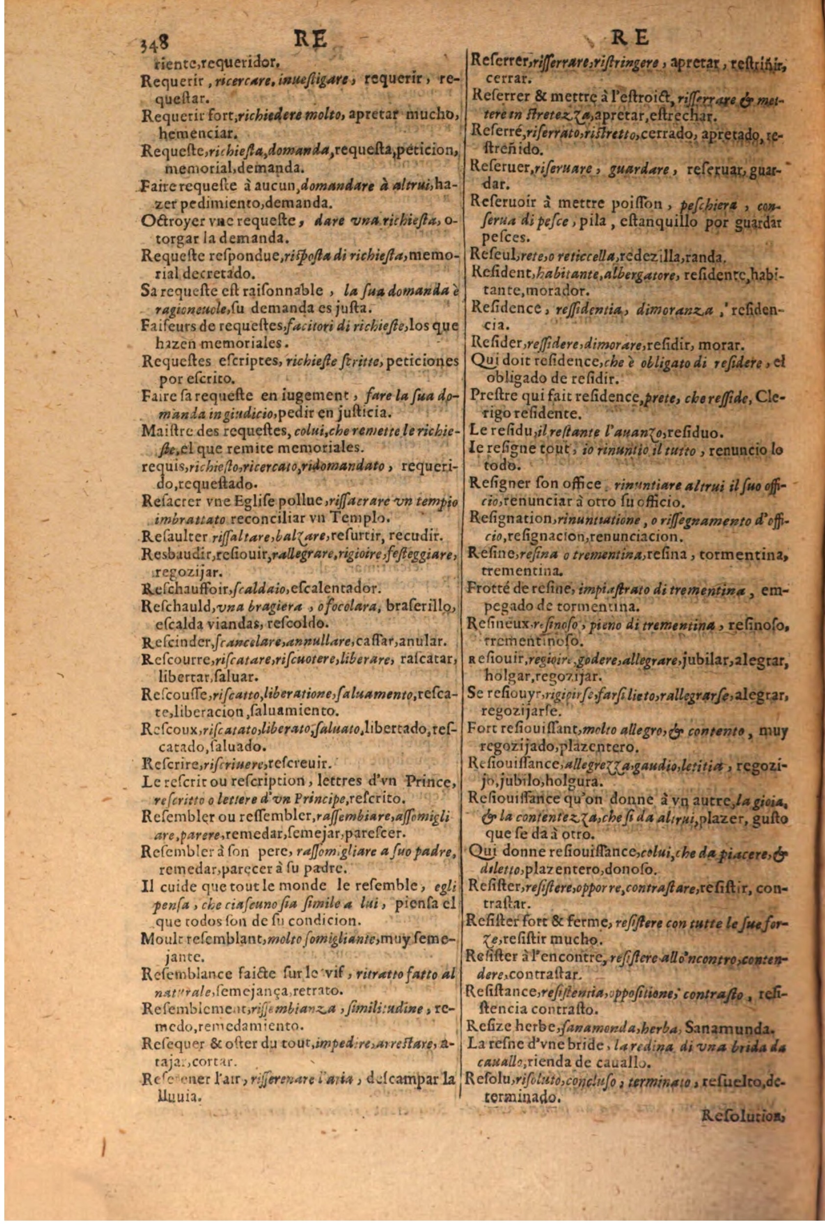 1616 - Pierre de la Rovière - Trésor des trois langues (Seconde partie) - BSB Munich
