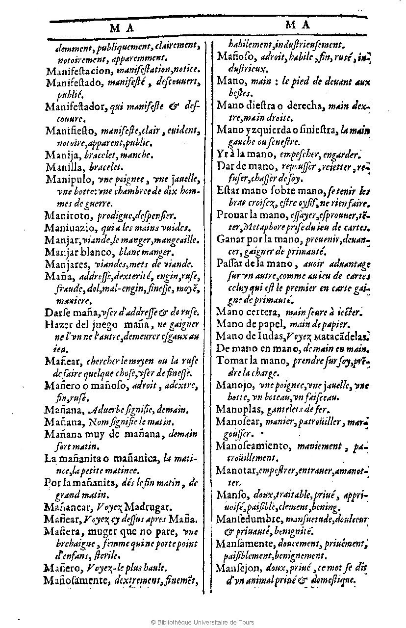 1607 - Marc Orry - Trésor des deux langues espagnole et française (Première et Seconde parties) - BU Tours