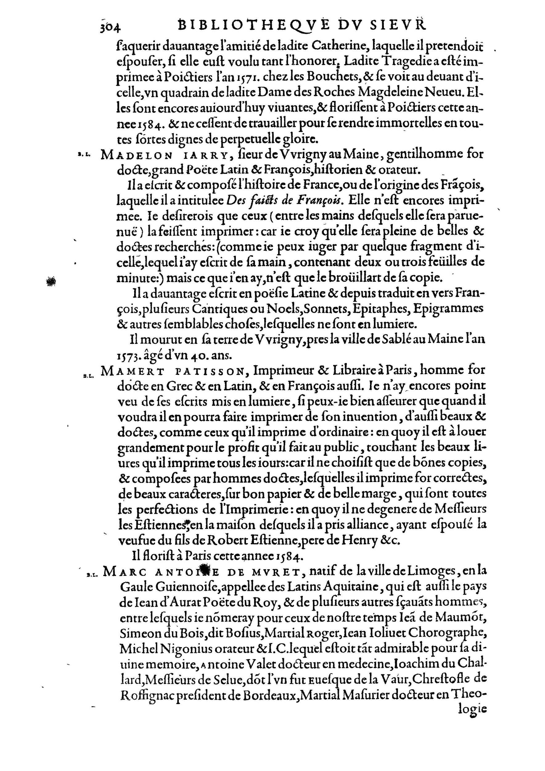 1584 - Abel L&#039;Angelier - Bibliothèques françaises - BnF