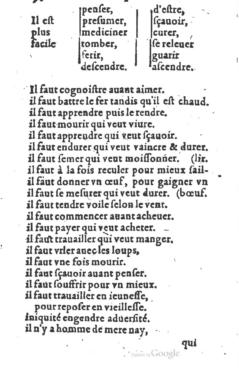 1581 - Nicolas Bonfons  - Trésor des sentences dorées - Princeton