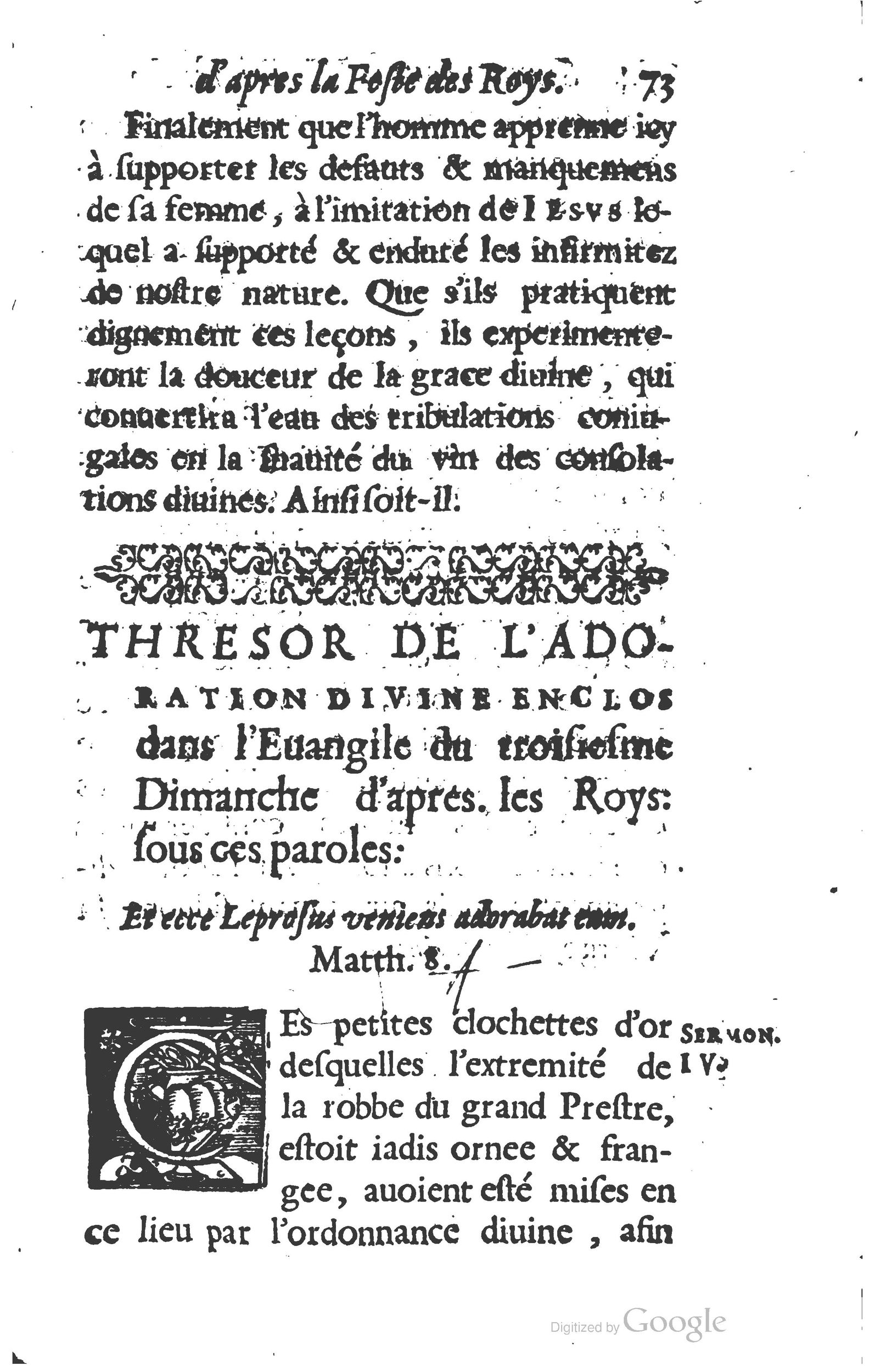 1629 - Manassés de Préaulx - Sermons ou Trésors de la piété chrétienne - BM Lyon
