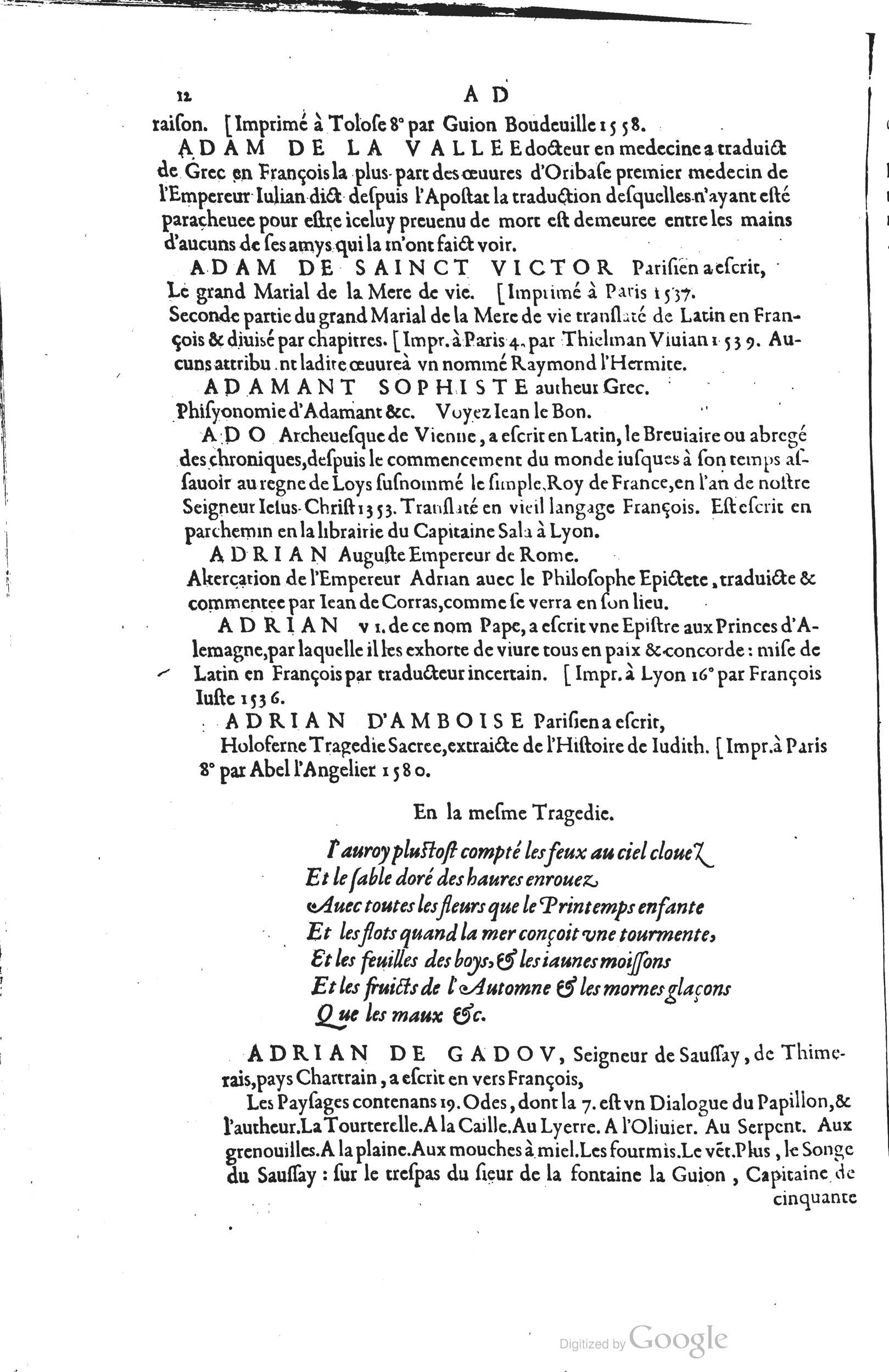 1585 - Barthélemy Honorat - Bibliothèques françaises - BSB Munich