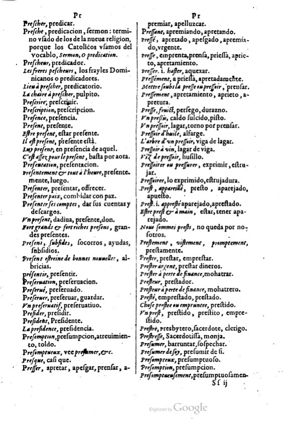 1621 - Adrian Tiffaine - Trésor des deux langues espagnole et française - BM Lyon
