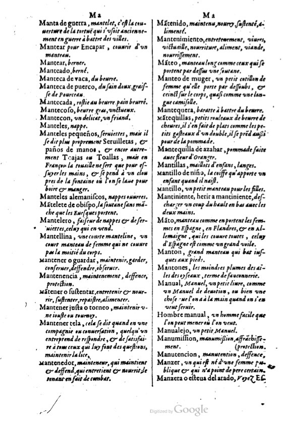 1621 - Adrian Tiffaine - Trésor des deux langues espagnole et française - BM Lyon