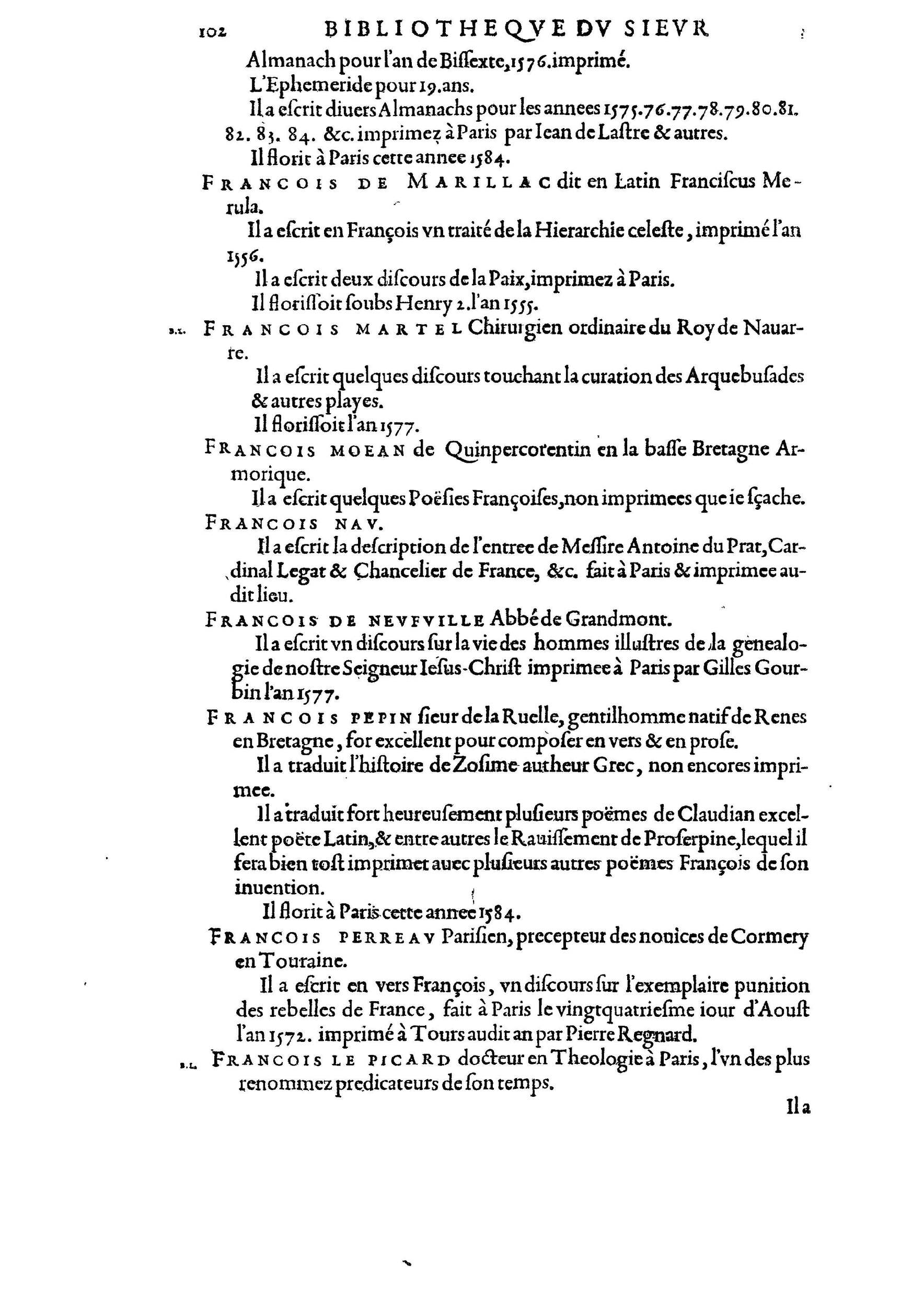 1584 - Abel L&#039;Angelier - Bibliothèques françaises - BnF