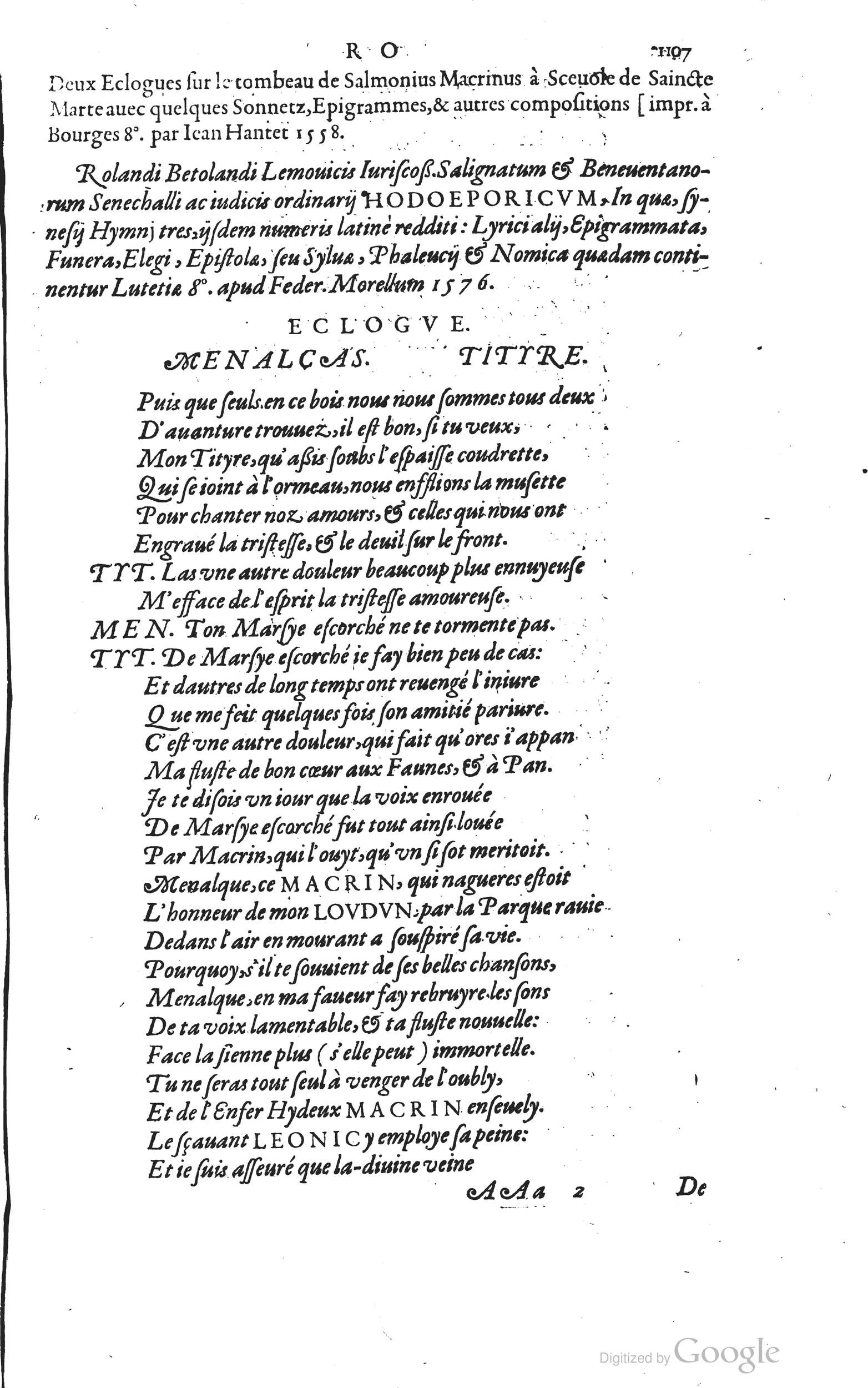 1585 - Barthélemy Honorat - Bibliothèques françaises - BSB Munich