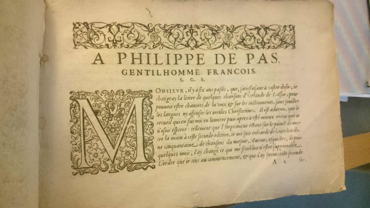 1594 - [Pierre de Saint-André] - Trésor de musique d’Orlande de Lassus, Contratenor - British Library