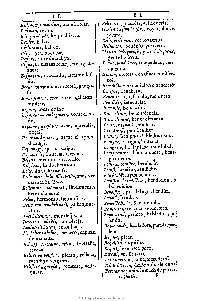 1607 - Marc Orry - Trésor des deux langues espagnole et française (Première et Seconde parties) - BU Tours