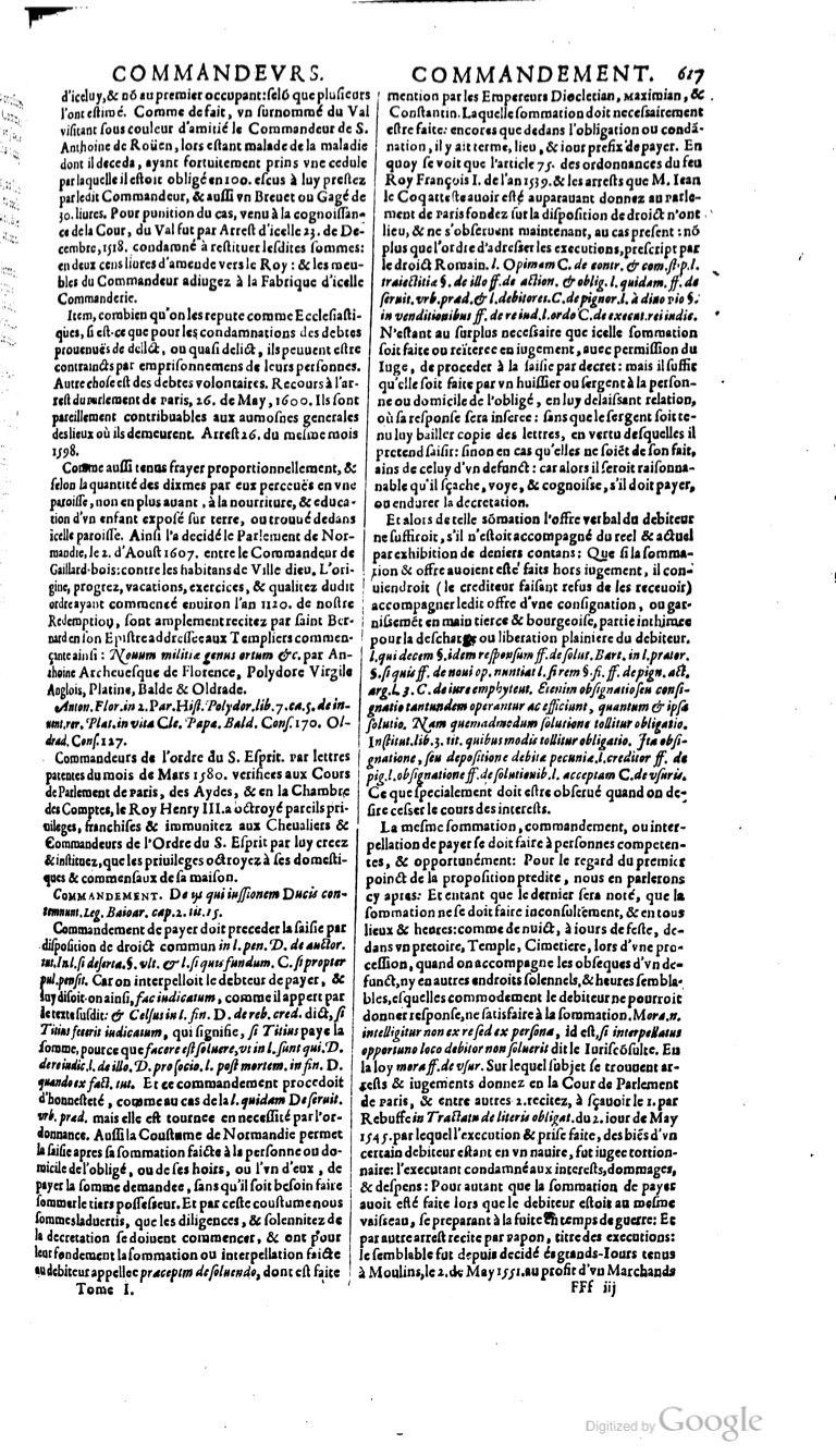 1629 - Veuve Nicolas Buon - Trésor du droit français (29620 T. 1) - BM Lyon