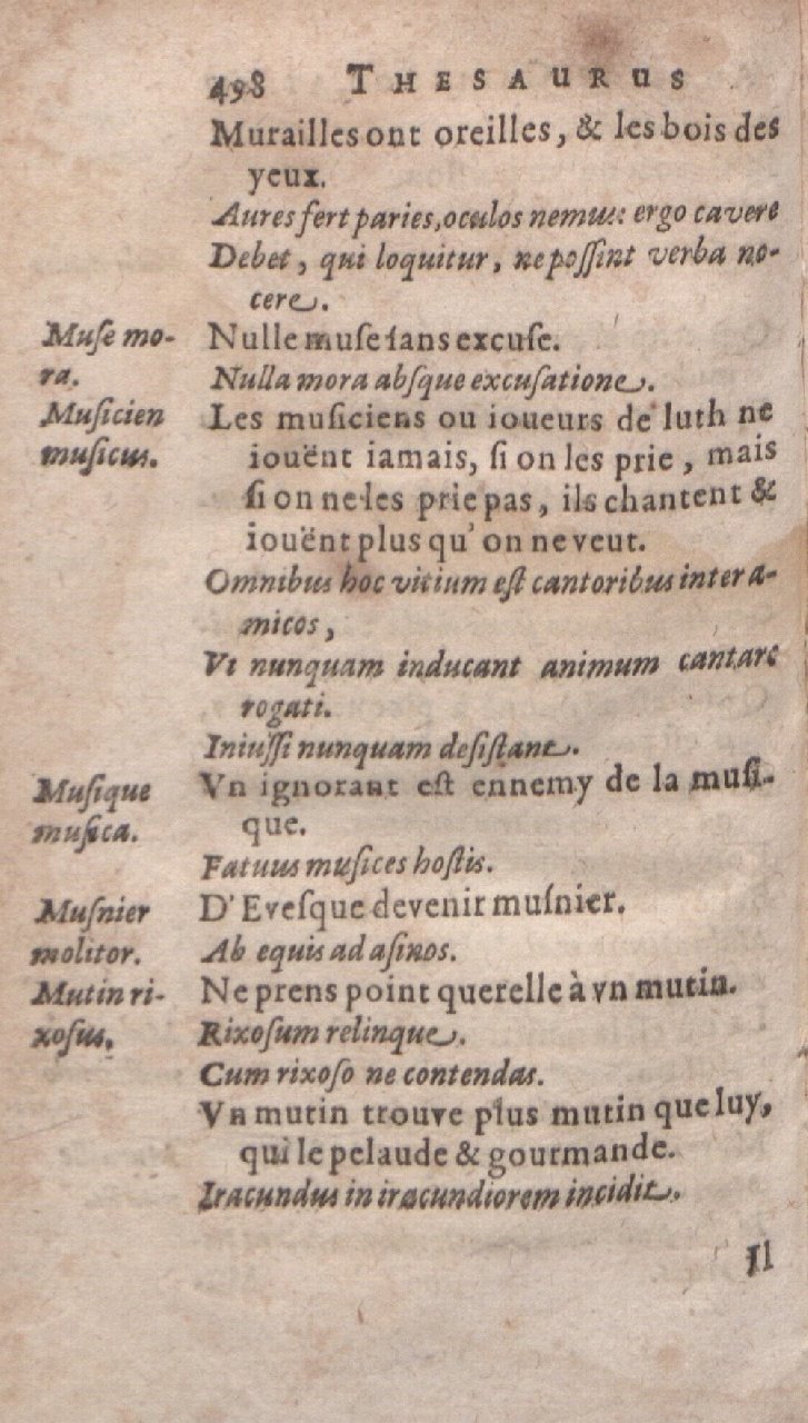 1612 - Dominicus Custos - Trésor des proverbes français  - Bibliopol-Olomuc
