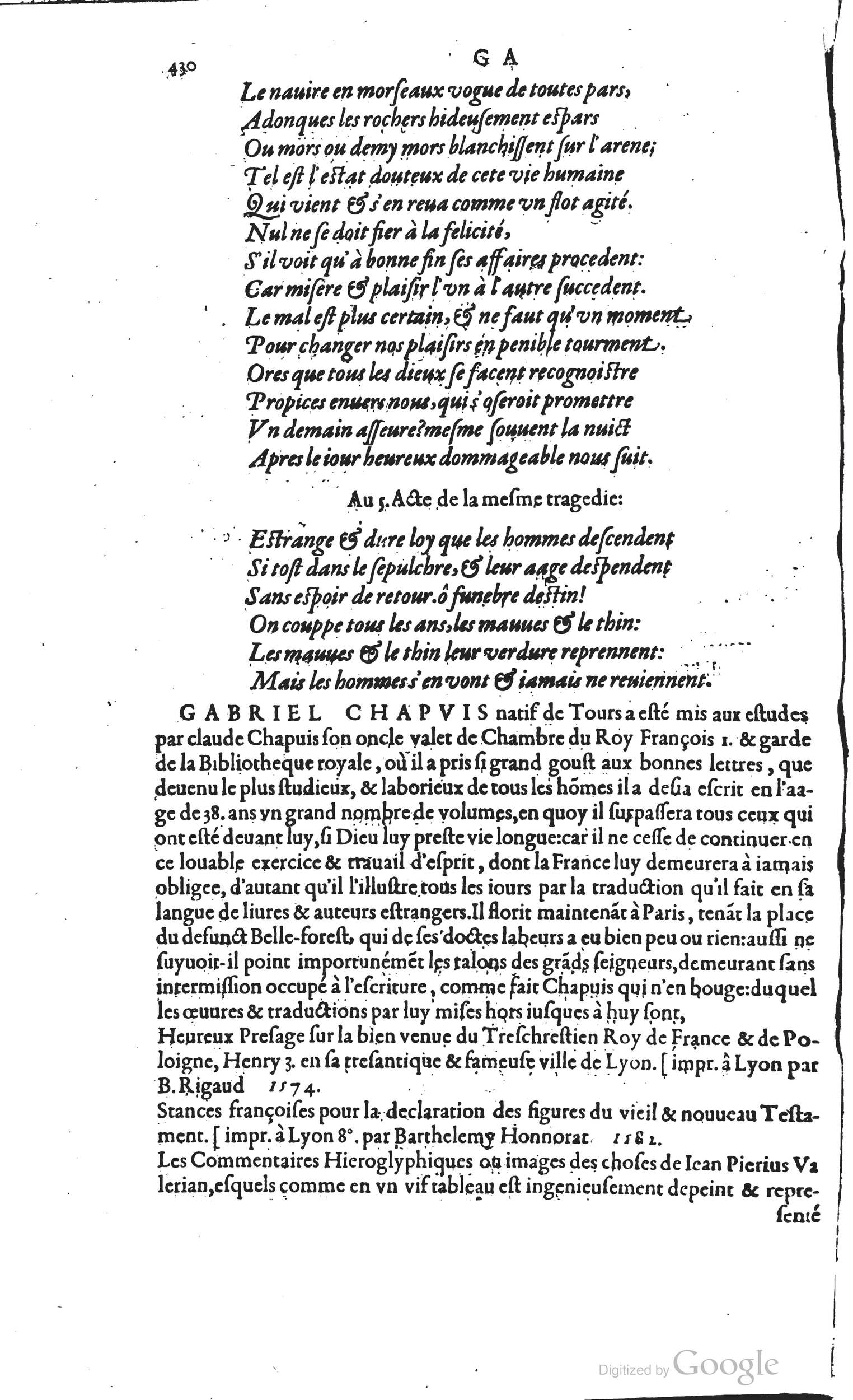 1585 - Barthélemy Honorat - Bibliothèques françaises - BSB Munich