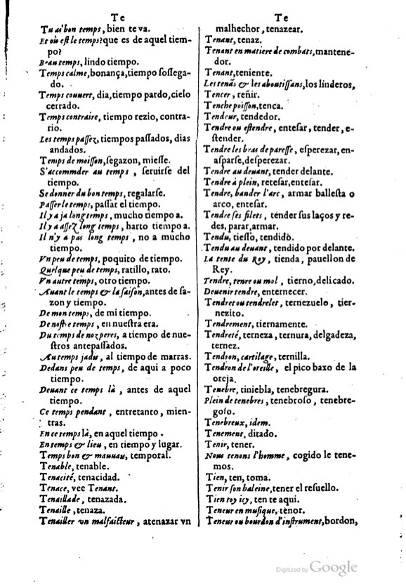 1621 - Adrian Tiffaine - Trésor des deux langues espagnole et française - BM Lyon