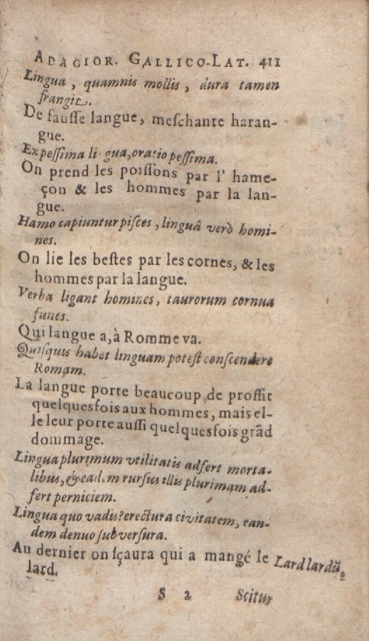 1612 - Dominicus Custos - Trésor des proverbes français  - Bibliopol-Olomuc