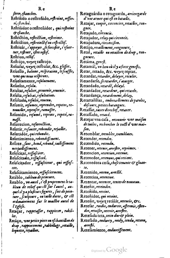 1621 - Adrian Tiffaine - Trésor des deux langues espagnole et française - BM Lyon