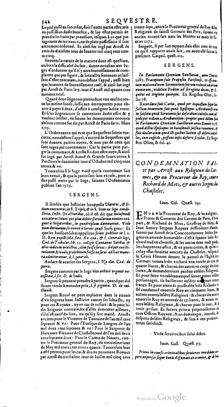 1629 - Veuve Nicolas Buon - Trésor du droit français (21754 T. 3) - BM Lyon