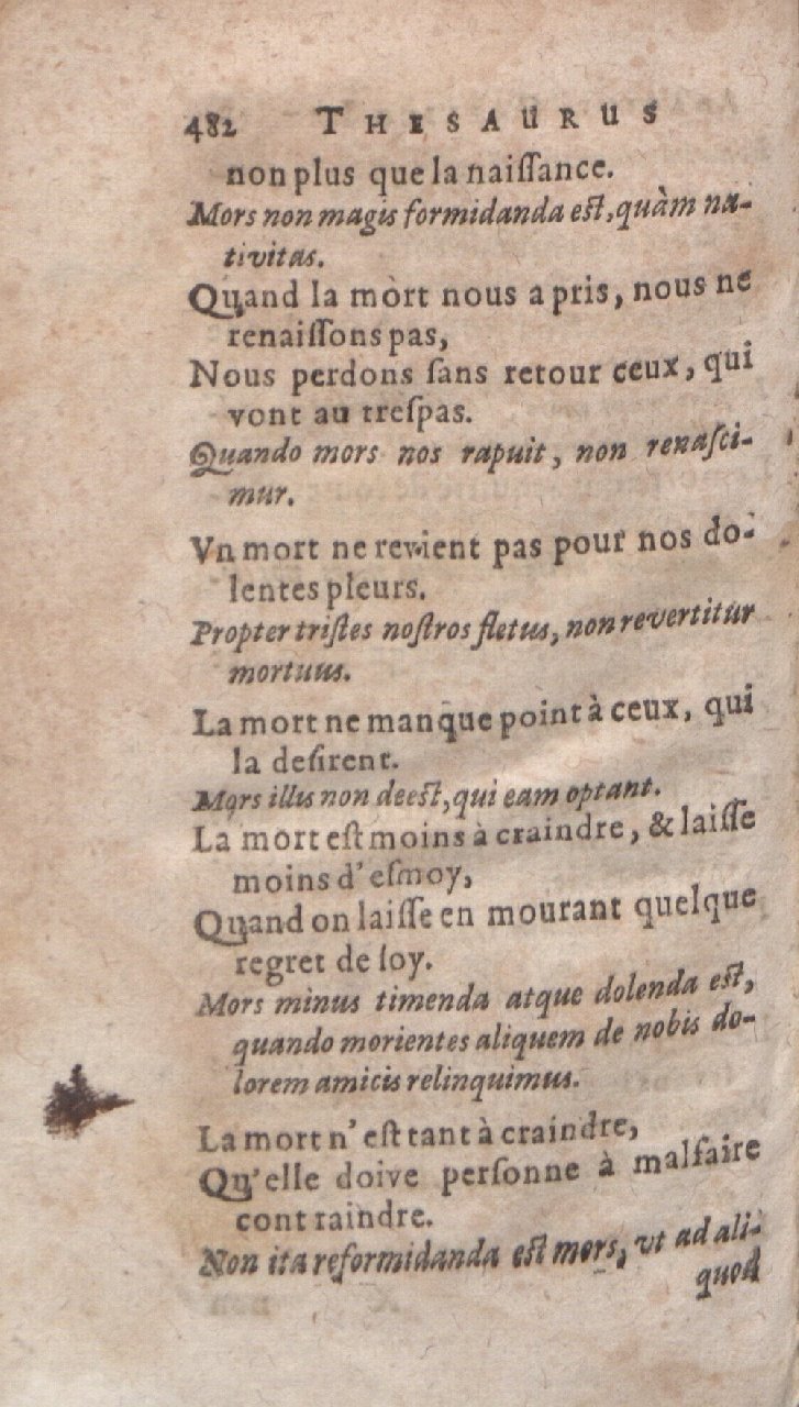 1612 - Dominicus Custos - Trésor des proverbes français  - Bibliopol-Olomuc