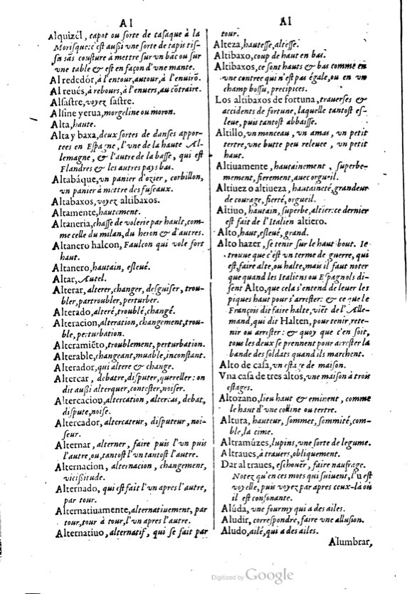 1621 - Adrian Tiffaine - Trésor des deux langues espagnole et française - BM Lyon