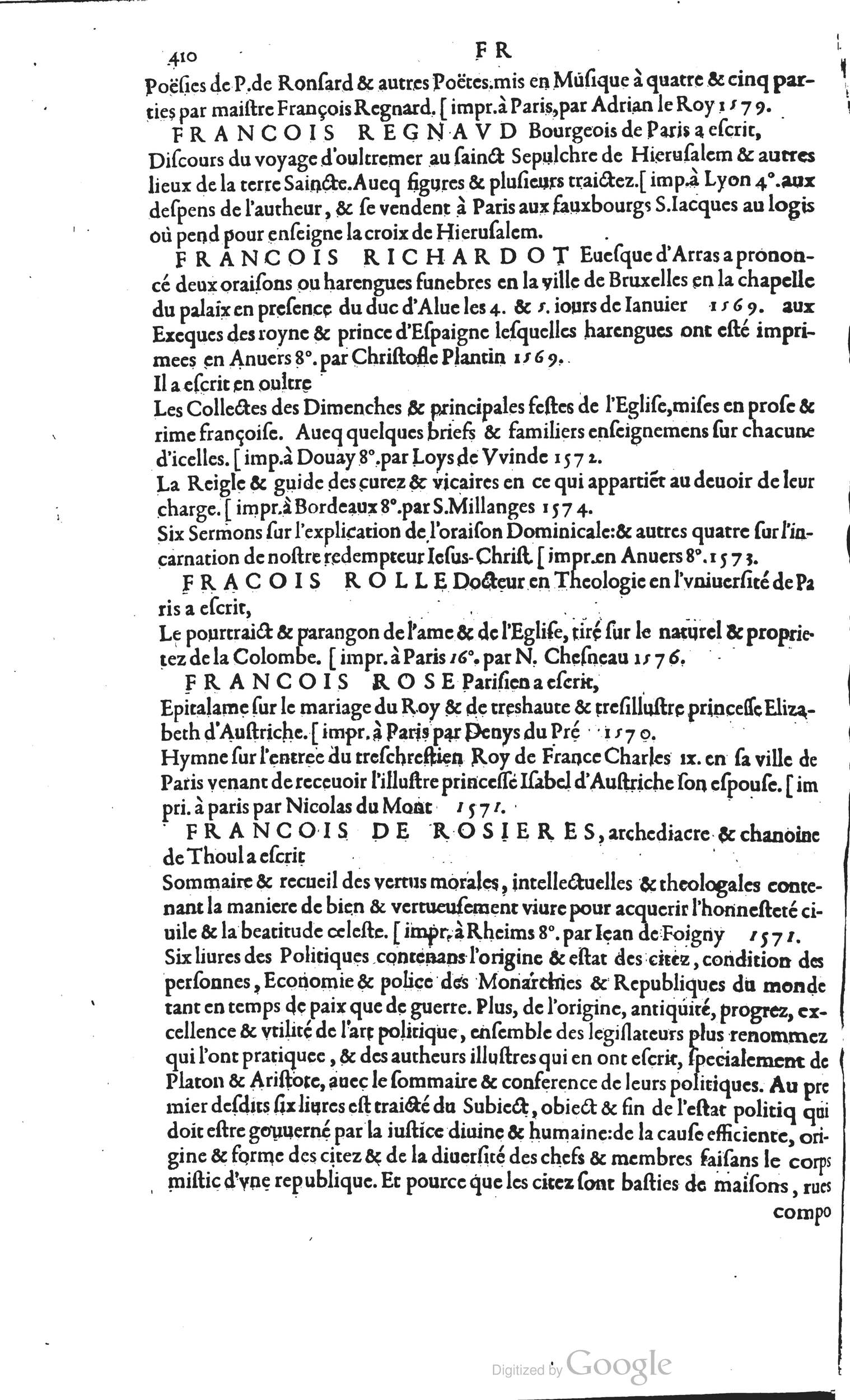 1585 - Barthélemy Honorat - Bibliothèques françaises - BSB Munich