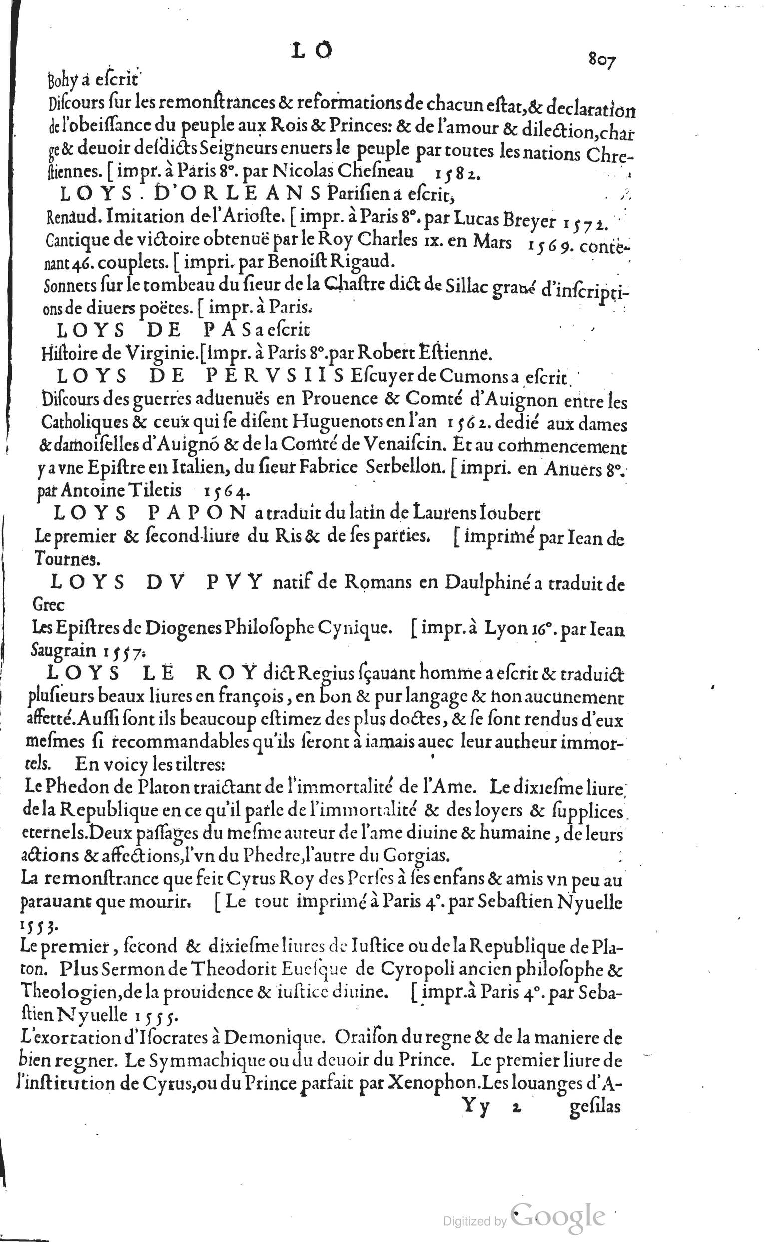 1585 - Barthélemy Honorat - Bibliothèques françaises - BSB Munich