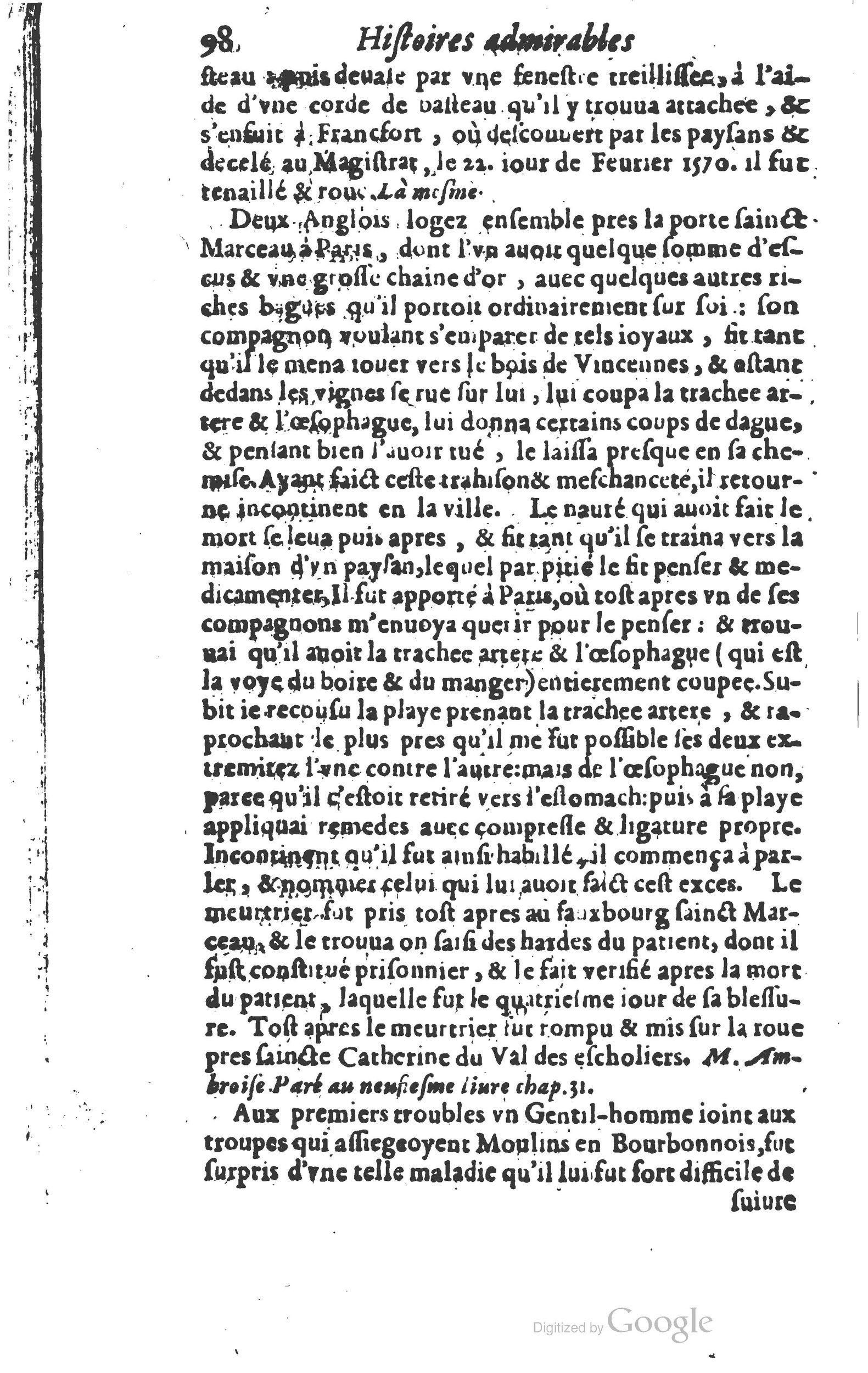 1610 - Paul Marceau - Trésor d’histoires admirables et mémorables - Princeton
