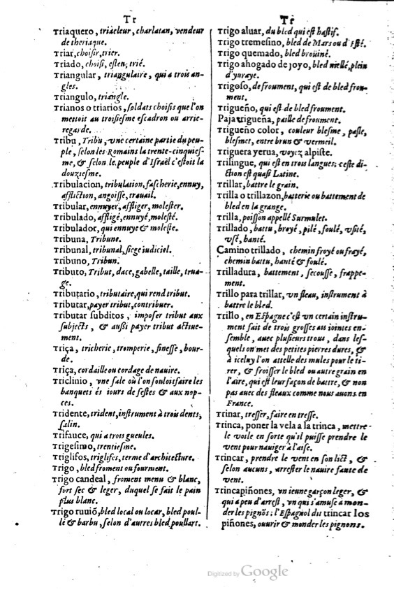 1621 - Adrian Tiffaine - Trésor des deux langues espagnole et française - BM Lyon