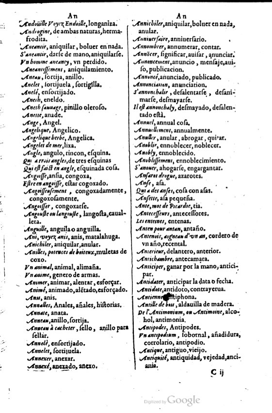1621 - Adrian Tiffaine - Trésor des deux langues espagnole et française - BM Lyon