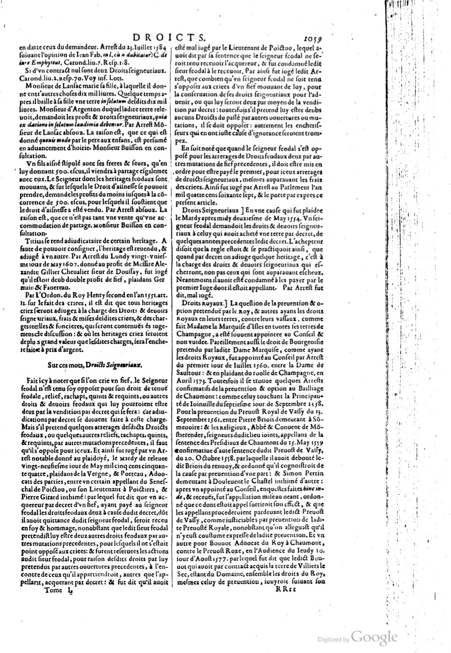 1629 - Veuve Nicolas Buon - Trésor du droit français (21754 T. 1) - BM Lyon