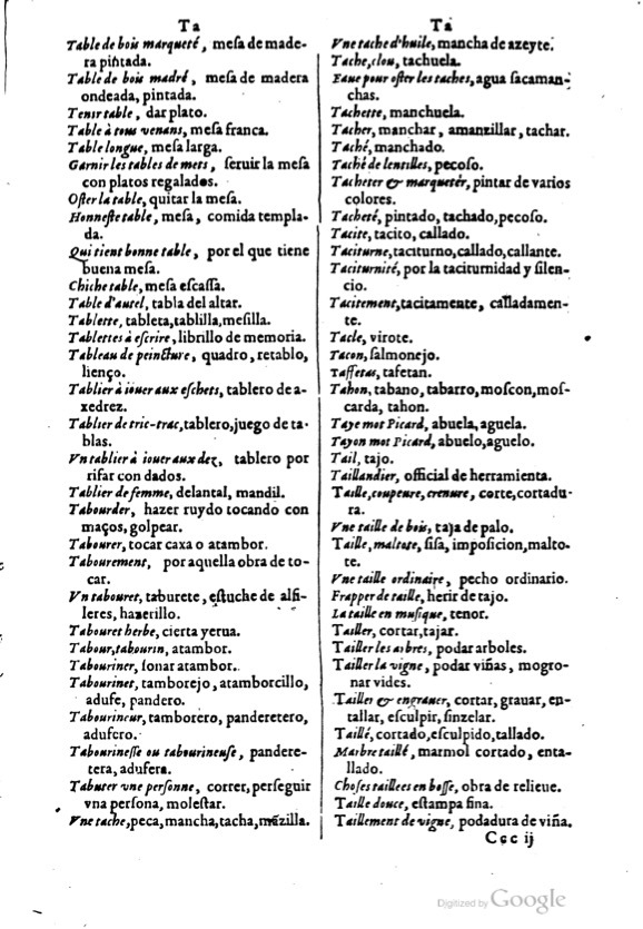 1621 - Adrian Tiffaine - Trésor des deux langues espagnole et française - BM Lyon