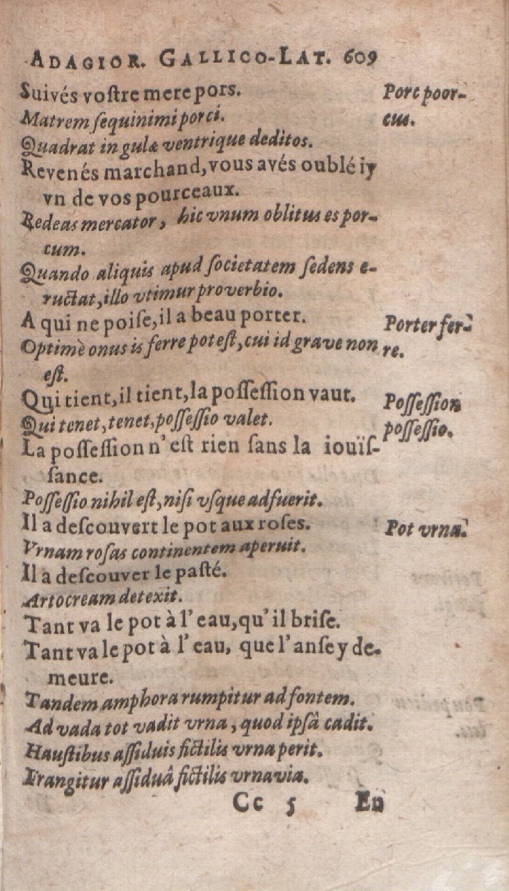 1612 - Dominicus Custos - Trésor des proverbes français  - Bibliopol-Olomuc