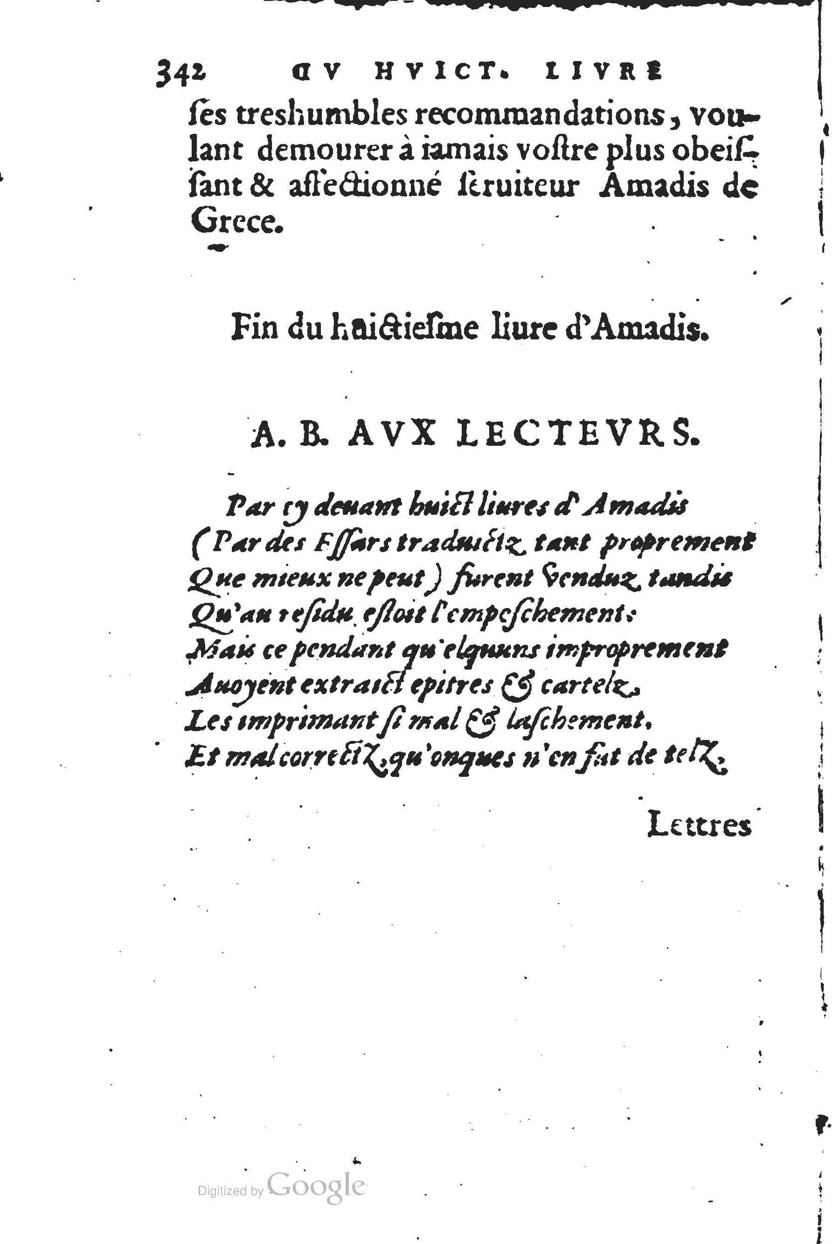 1560 - Jean d’Ogerolles et Gabriel Cotier Lyon - Trésor des Amadis - BSB Munich