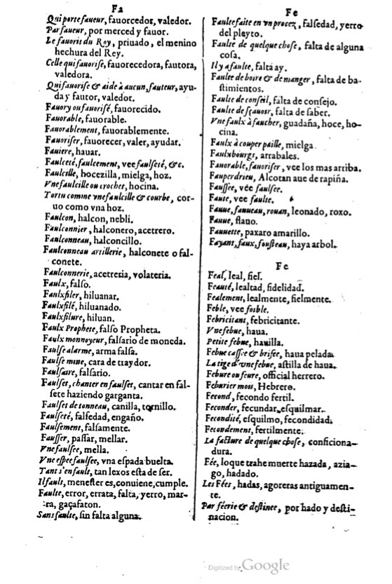 1621 - Adrian Tiffaine - Trésor des deux langues espagnole et française - BM Lyon