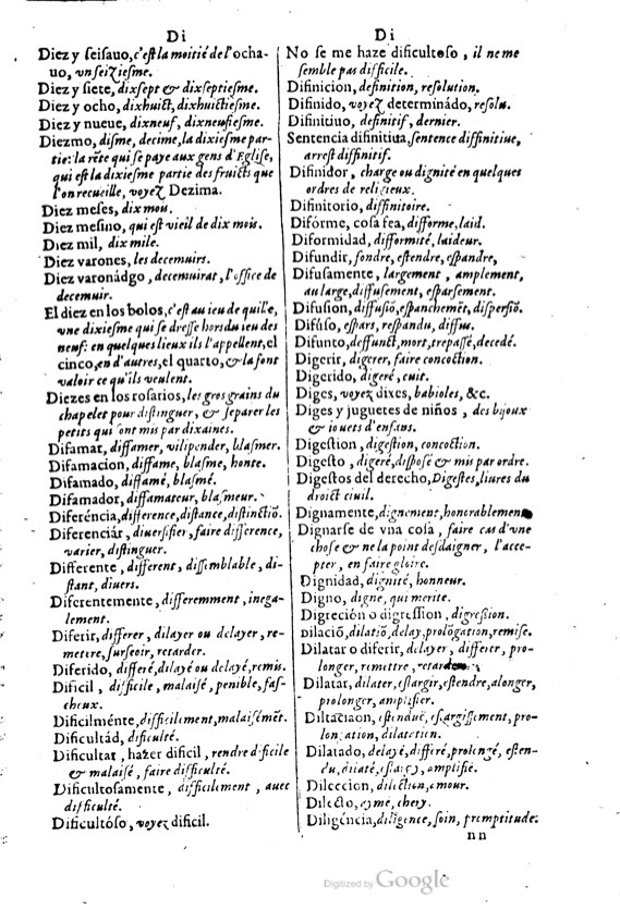 1621 - Adrian Tiffaine - Trésor des deux langues espagnole et française - BM Lyon