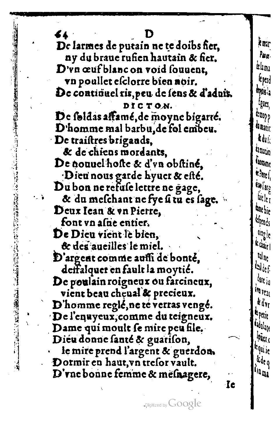 1582 - Nicolas Bonfons - Trésor des sentences dorées - BM Lyon