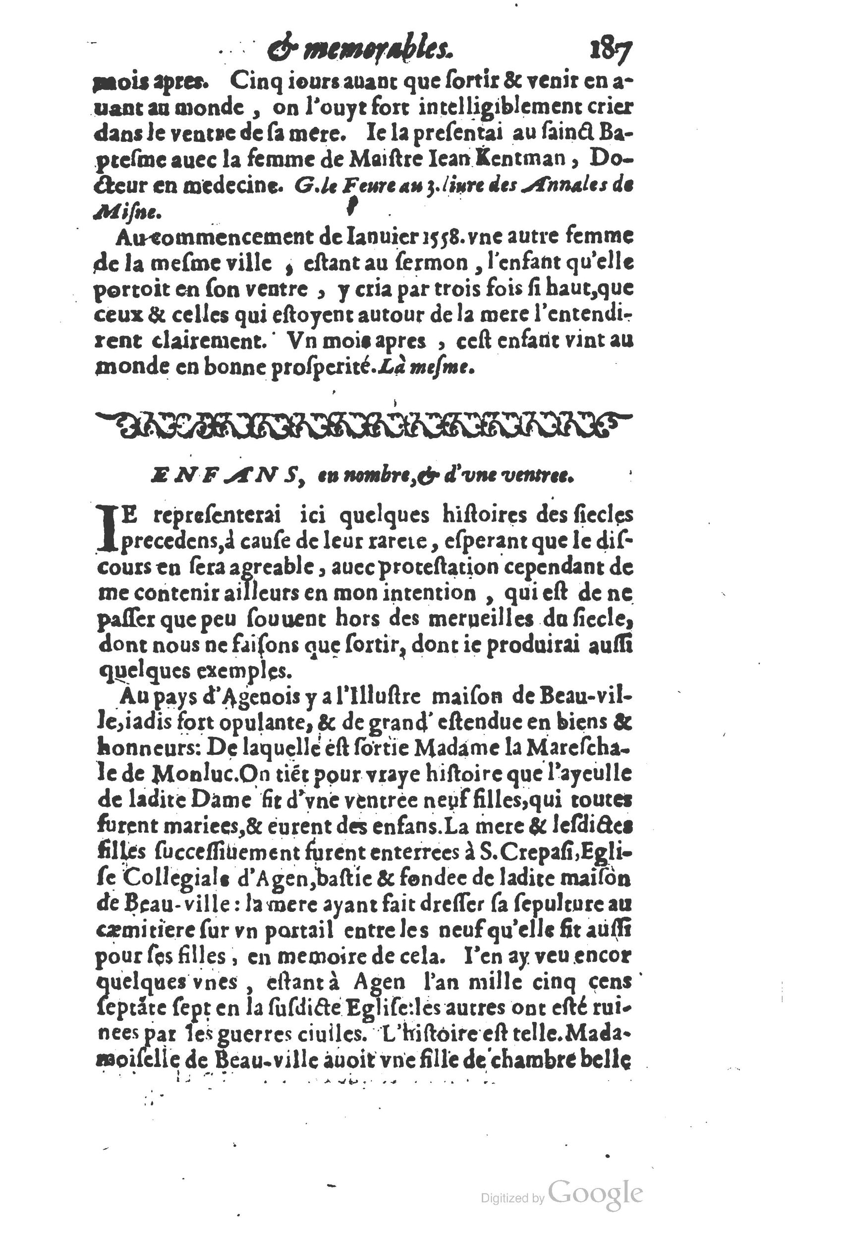 1610 - Paul Marceau - Trésor d’histoires admirables et mémorables - Princeton