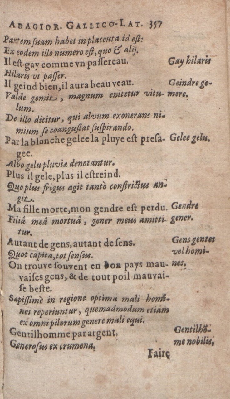 1612 - Dominicus Custos - Trésor des proverbes français  - Bibliopol-Olomuc