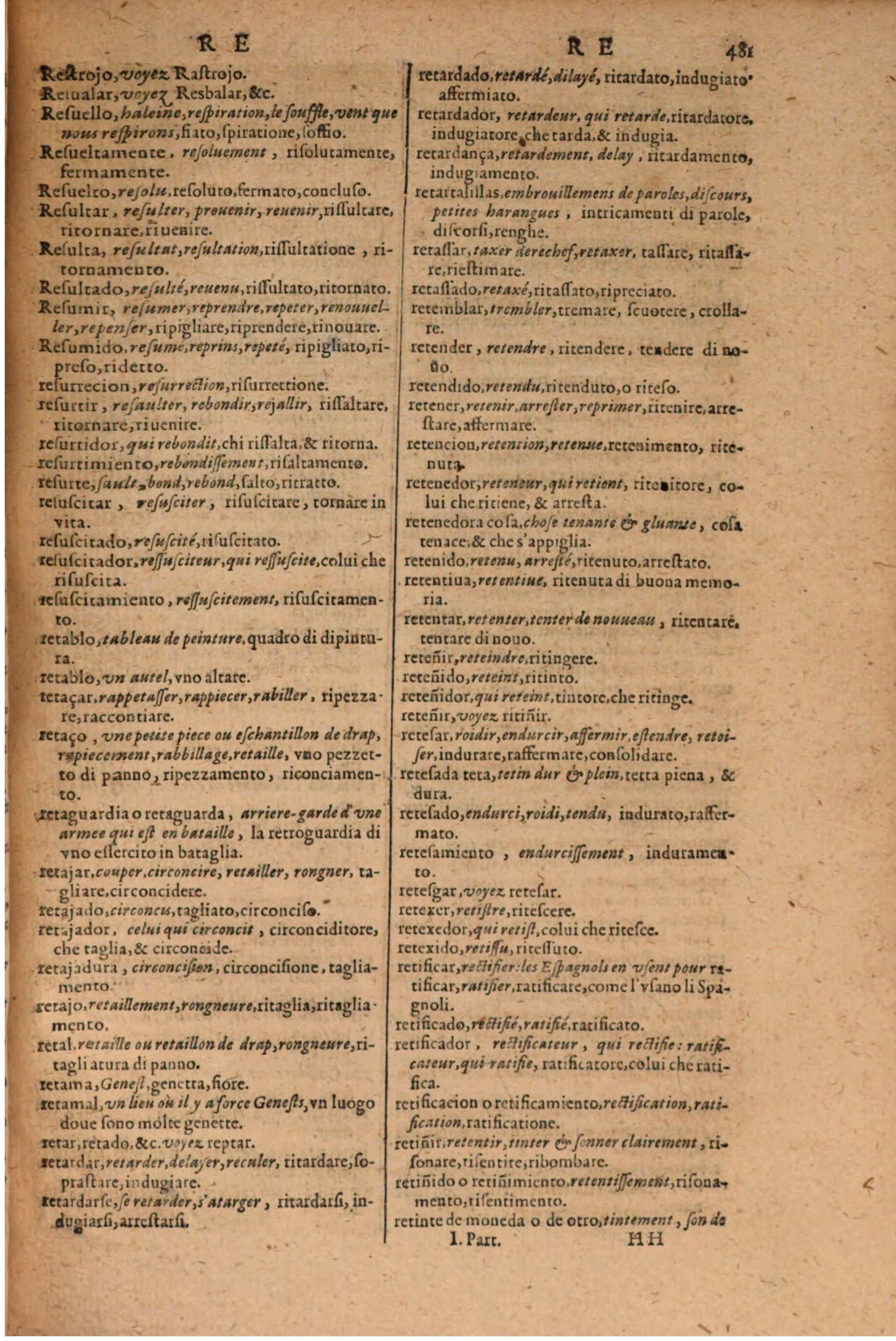 1606 - Samuel Crespin - Thresor des trois langues, francoise, italiene et espagnolle - BSB Munich