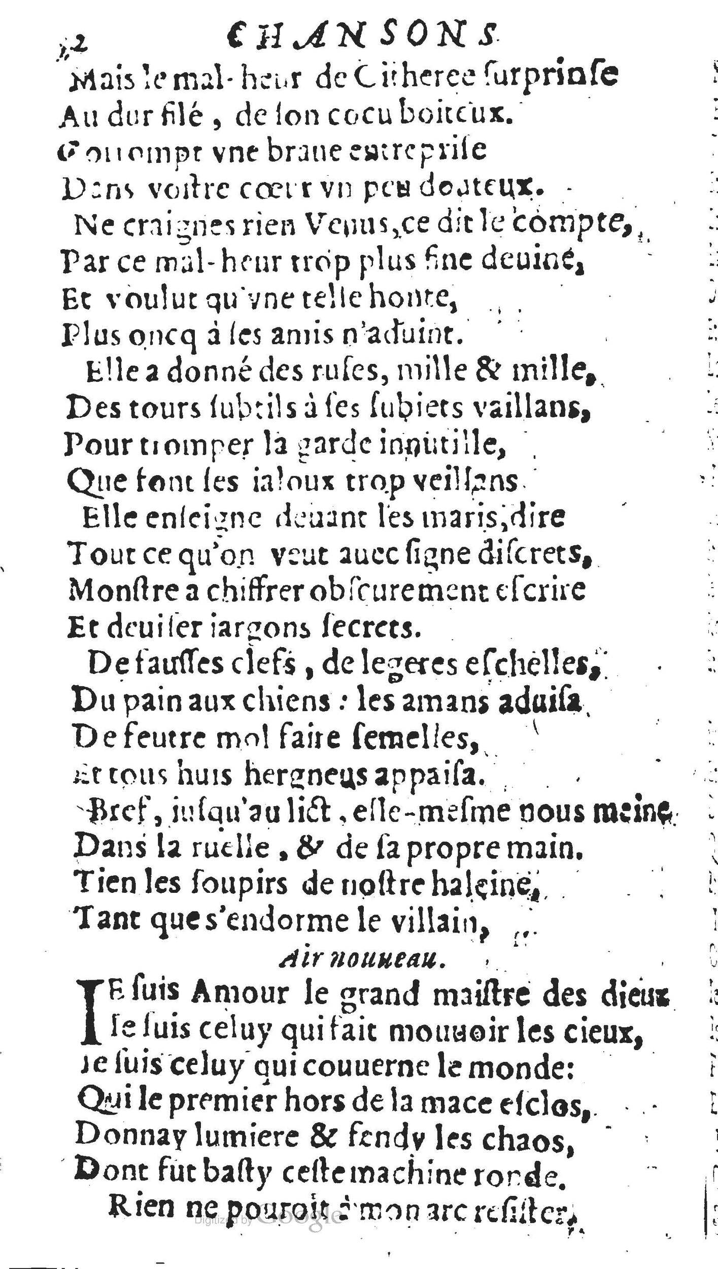 1606 - Théodore Reinsart - Trésor des chansons amoureuses recueillies des plus excellents airs de cour - Livre II - NK ČR Prague