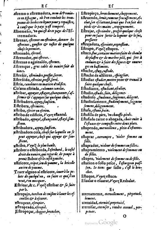 1616 - Veuve Marc Orry - Trésor des deux langues espagnole et française (Première et Seconde parties) - BM Lyon